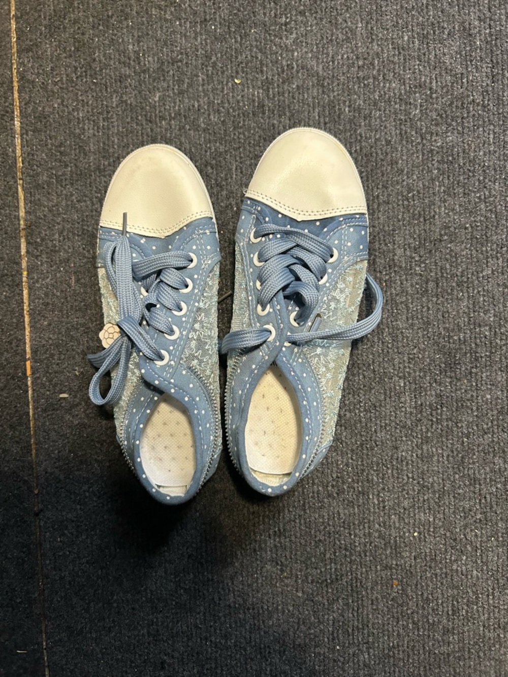 Kids Blue Glitter Lace-Up Fashion Sneakers
